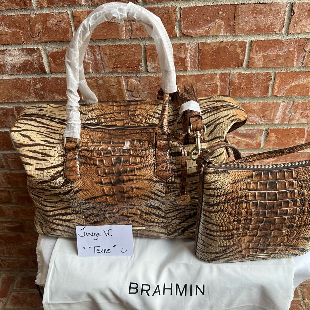 Brahmin Feline Crocodile Embossed Bag Set